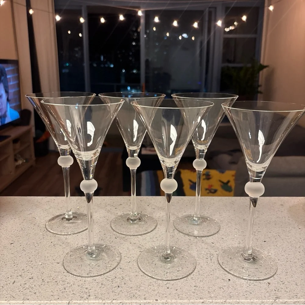 William Sonoma Elegant Clear Martini Glass Set of 6